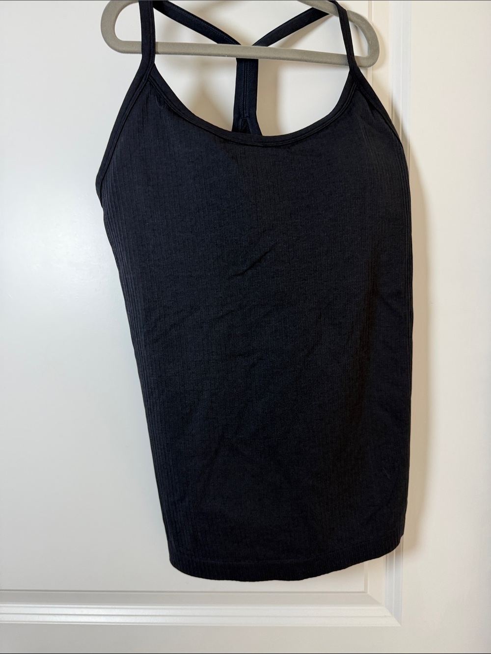 Black Ribbed Strappy Tank Top - Women
